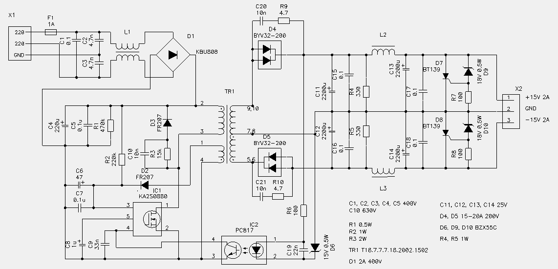Switching Power Supply With Ka2s0880 Ic